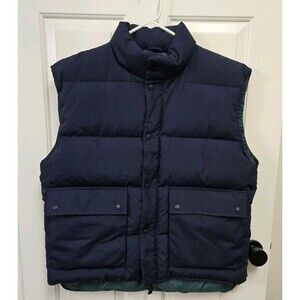 Vintage Eddie Bauer Goose Down Puffer Vest Men's Large Blue Hiking Outdoors